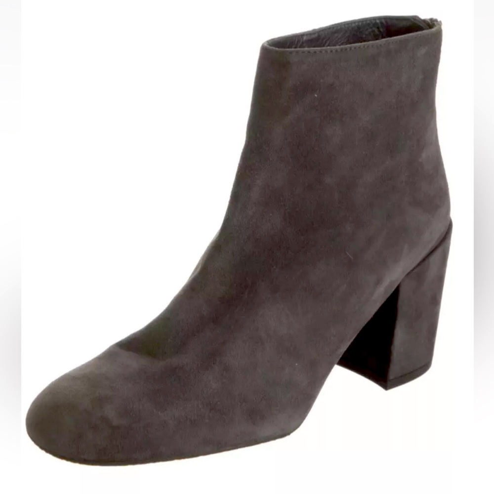 NEW STUART WEITZMAN BOOTIE BOOTS SPAIN SUEDE LEATHER BLOCK 3.5”HEEL ZIP GRAY 10M